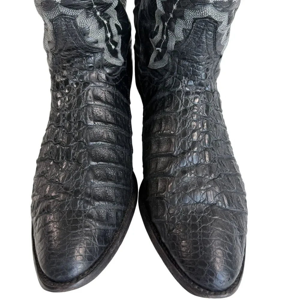 Dan Post Men's Exotic Genuine 2385 Black Caiman Crocodile Leather Boots 14 D